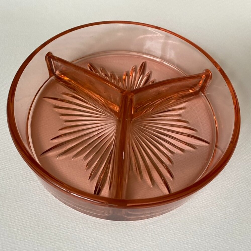 Vintage Pink Depression Glass Candy dish